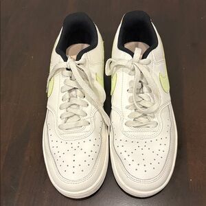 Nike White and Lime Green Low-Top Sneakers